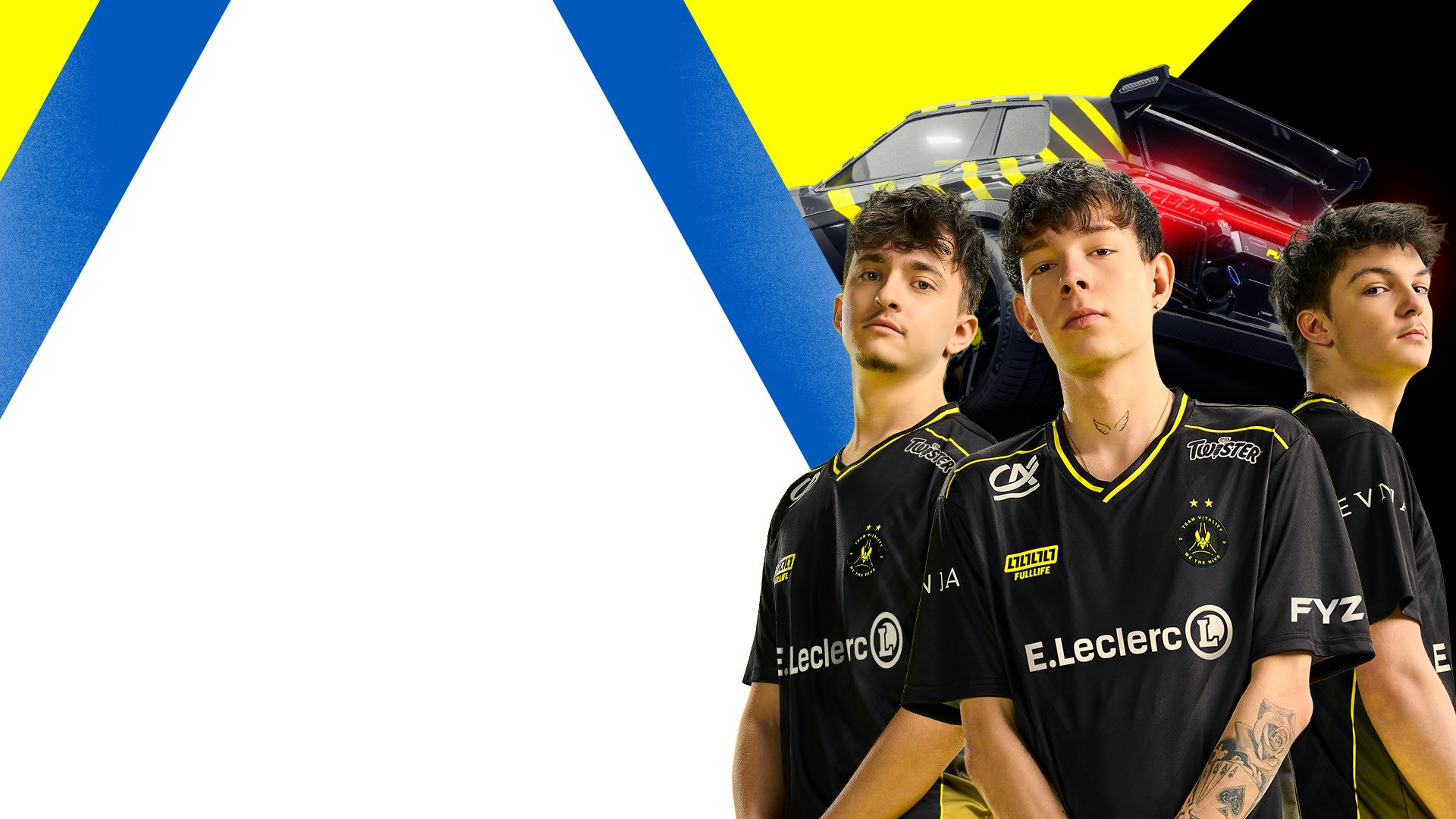 Les joueurs Rocket League de Team Vitality en maillot E.Leclerc